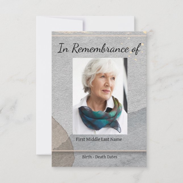 Memorial Service Invite Watercolor Simple Classic  (Front)