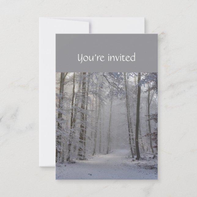 Memorial Service Invite Winter Snow Forest Trees (Front)