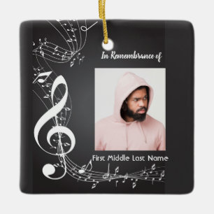 Memorial Service Keepsake Music Notes Ceramic Ornament