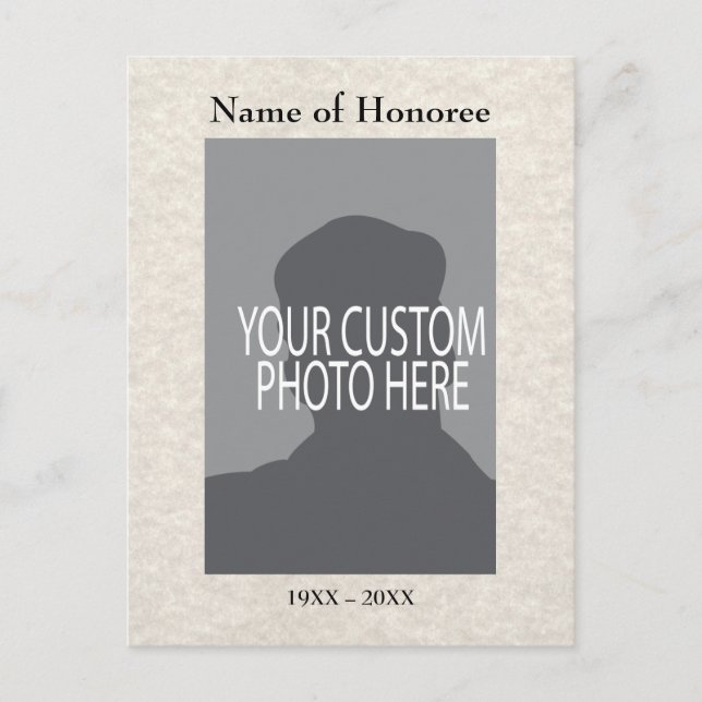 Memorial Service Memories Card with Photo (Front)