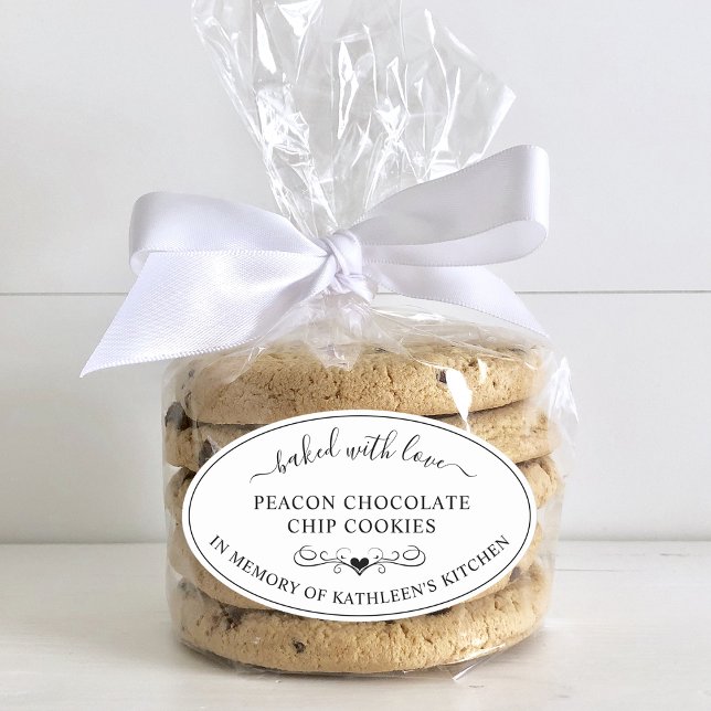 Memorial Service Memory Of Baked With Love Favour Oval Sticker (Memorial Service Memory Of Baked With Love Favor Oval Sticker)