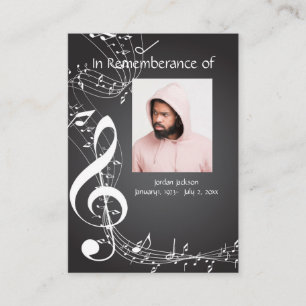 Memorial Service  Music Notes Keepsake Business Ca Business Card