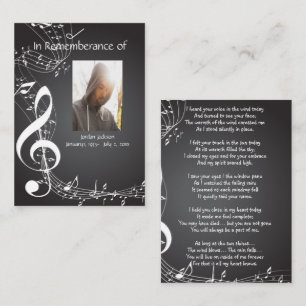 Memorial Service  Music Notes Keepsake Business Card