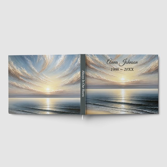 Memorial Service Ocean Sunrise Seascape Guest Book (Full)