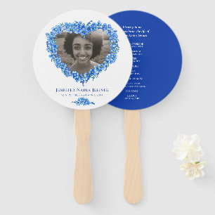 Memorial service photo forget-me-nots program hand fan