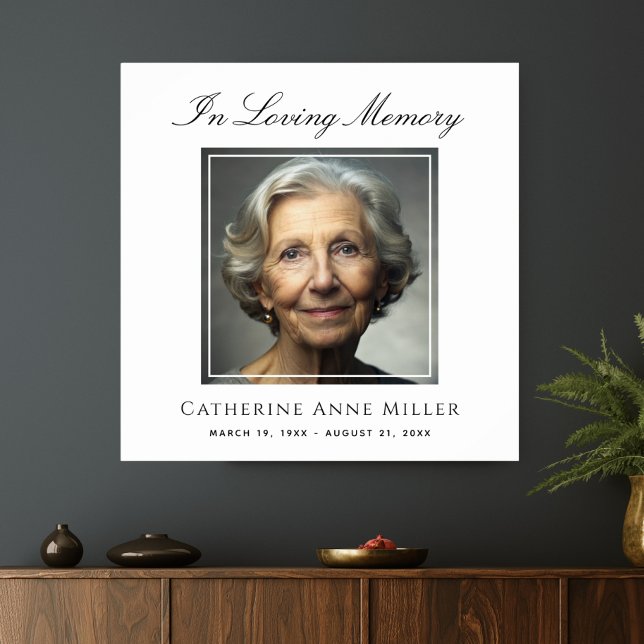 Memorial Service Photo Funeral Tribute Square Poster (Photo Memorial Poster)
