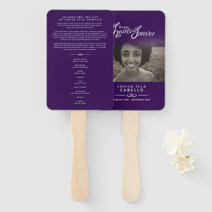 Memorial service photo hearts purple program fans