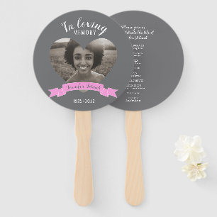 Memorial service photo pink ribbon program fans