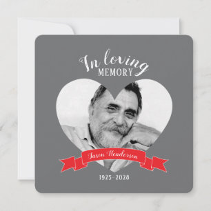 Memorial service photo red ribbon invites