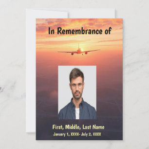 Memorial Service Pilot Aeroplane Flying Sunset Invitation