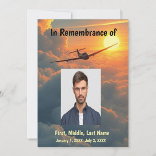 Memorial Service Pilot Aeroplane Flying Sunset Invitation