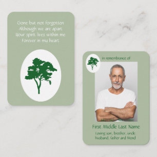 Memorial Service Pocket Keepsake Green Tree Business Card