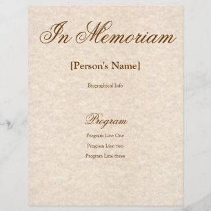 Memorial Service Program with Custom Text