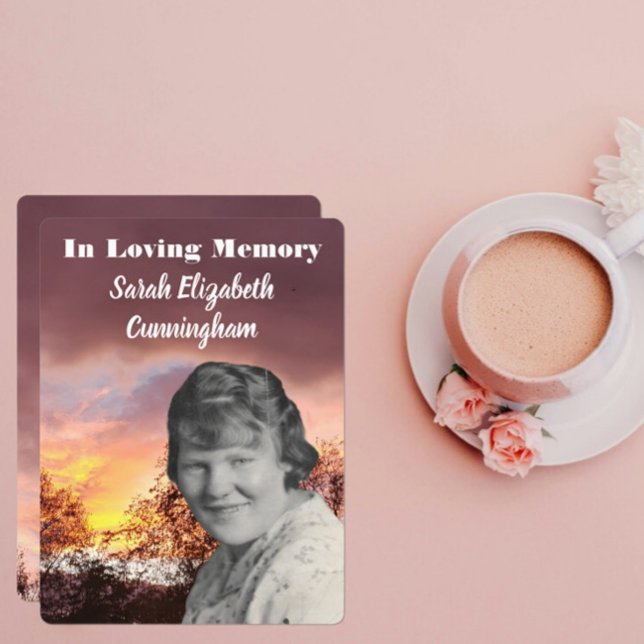 Memorial Service Red Sunset with Trees Photo  Program (Creator Uploaded)