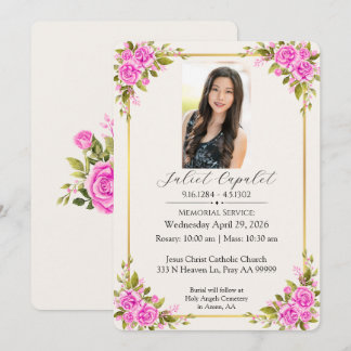 Memorial Service Roses Invitation