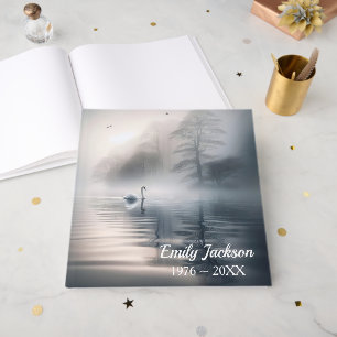 Memorial Service Solitary Swan On Misty Lake Guest Book