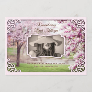 Memorial Service Spring Magnolia Elegant Photo Invitation