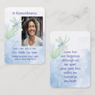 Memorial Service Thanks Dragonfly Watercolor Art Business Card
