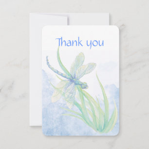 Memorial Service Thanks Dragonfly Watercolor Art Thank You Card