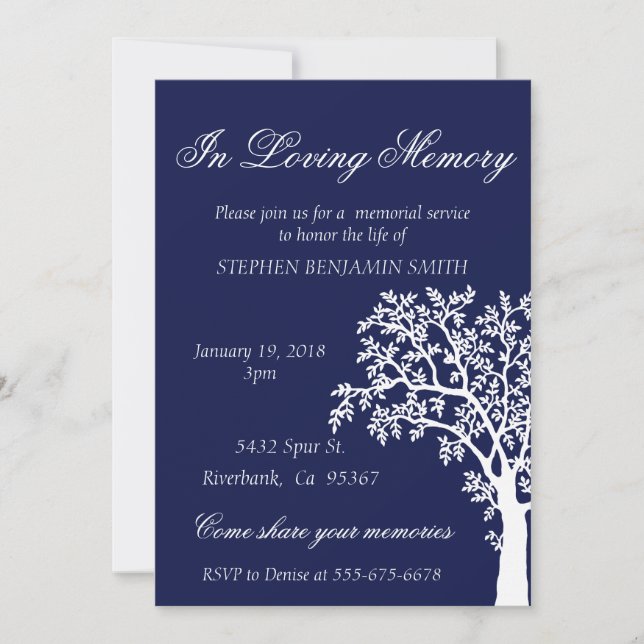 Memorial Service Tree Invitation (Front)