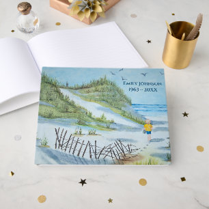 Memorial Service Watercolor Beach Dune Artwork Guest Book