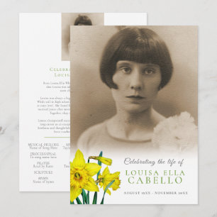 Memorial service yellow daffodils funeral program