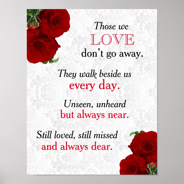 Memorial Sign - Deep Red Rose Wedding (Front)
