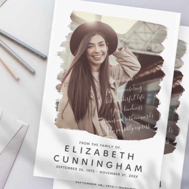 Memorial Simple and Modern Photo Frame Thank You Card (Creator Uploaded)