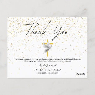 Memorial Simple Minimalist Card - Cross and Dove