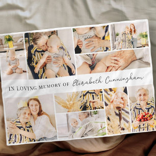 Memorial Simple Minimalist Modern 10 Photo Collage Fleece Blanket