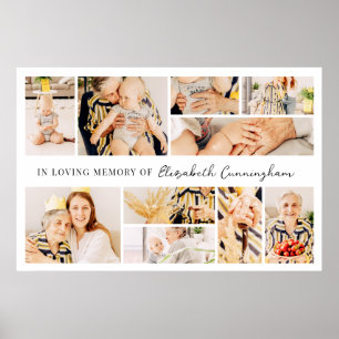 Memorial Simple Minimalist Modern 10 Photo Collage Poster