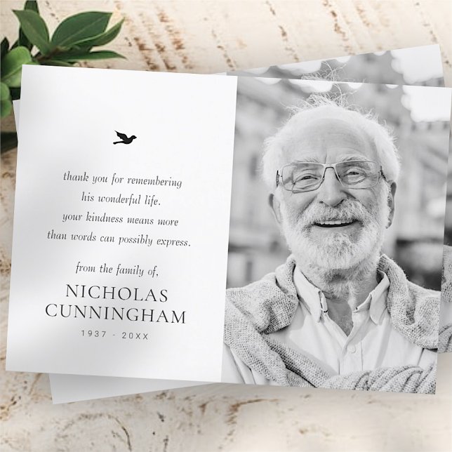 Memorial Simple Minimalist Modern Photo Thank You Card (Creator Uploaded)