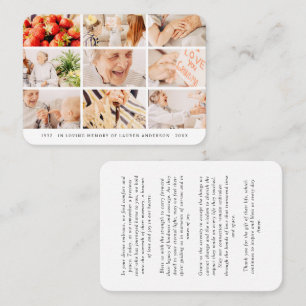 Memorial Simple Modern 9 Photos Grid Prayer Business Card