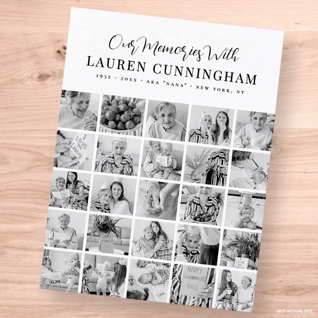 Memorial Simple Modern Minimalist 25 Photo Collage Postcard (Creator Uploaded)