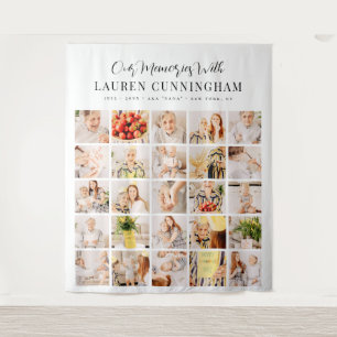 Memorial Simple Modern Minimalist 25 Photo Collage Tapestry