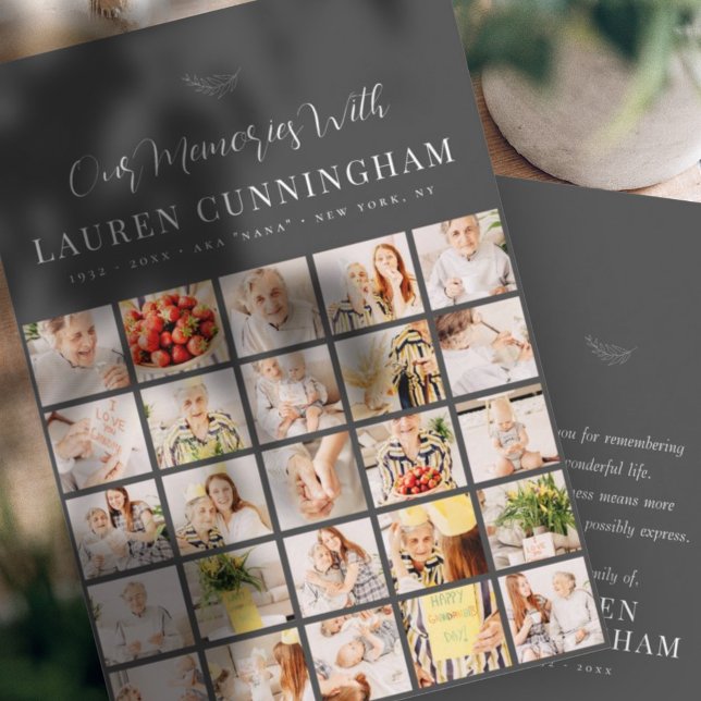 Memorial Simple Modern Minimalist 25 Photo Thank You Card (Creator Uploaded)