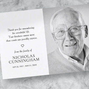 Memorial Simple Modern Photo Thank You Card