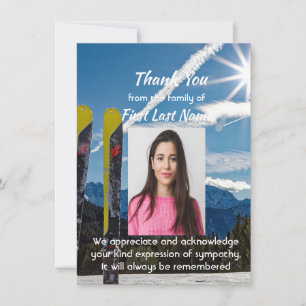 Memorial Skiing Skier Cross-country Thank you Card