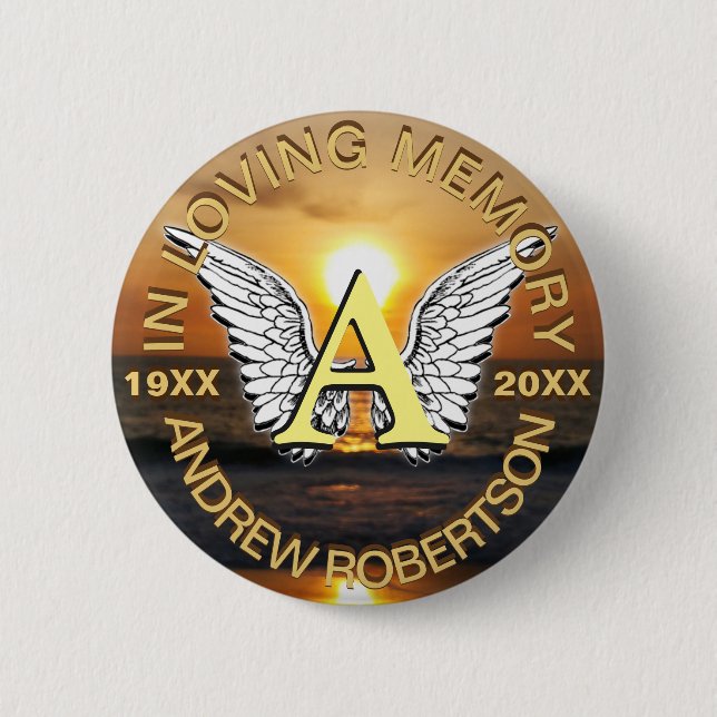 Memorial Sunset Monogram 6 Cm Round Badge (Front)
