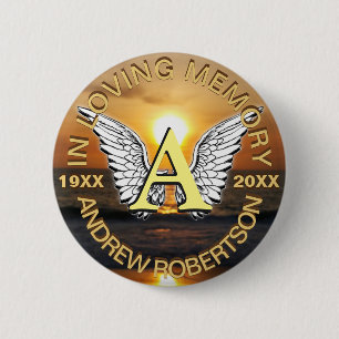Memorial Sunset Monogram 6 Cm Round Badge