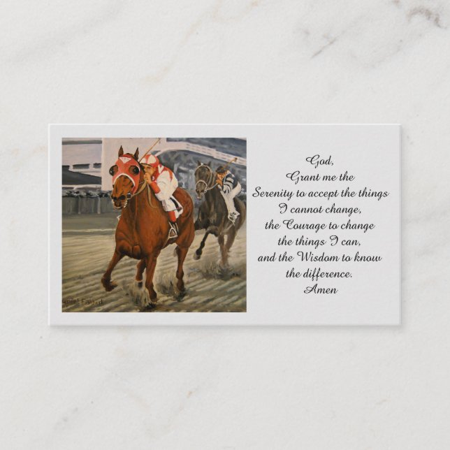 Memorial Sympathy Racehorse Prayer Card (Front)