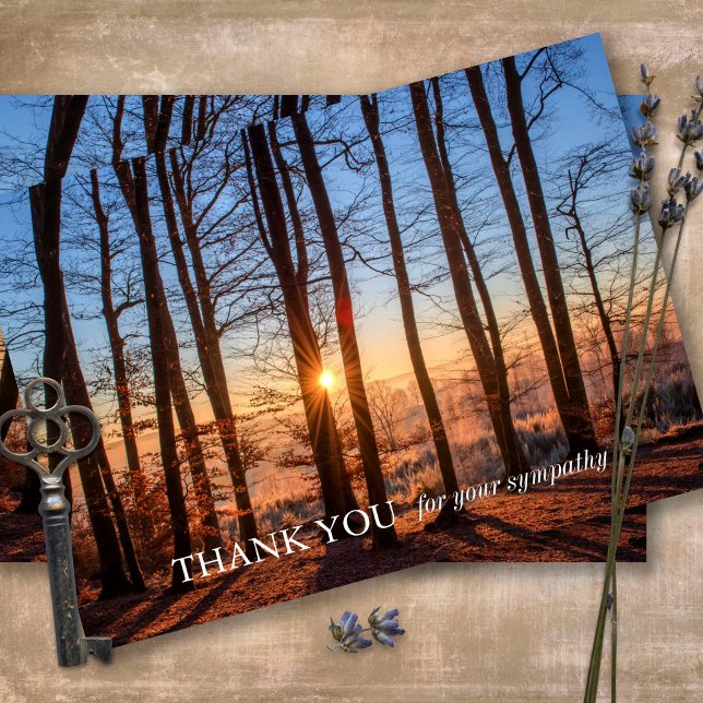 Memorial Sympathy Sunrise Funeral Thank You Card (Sympathy Photo Celebration of Life, In Loving Memory, Forever in our Hearts Funeral thank you cards)