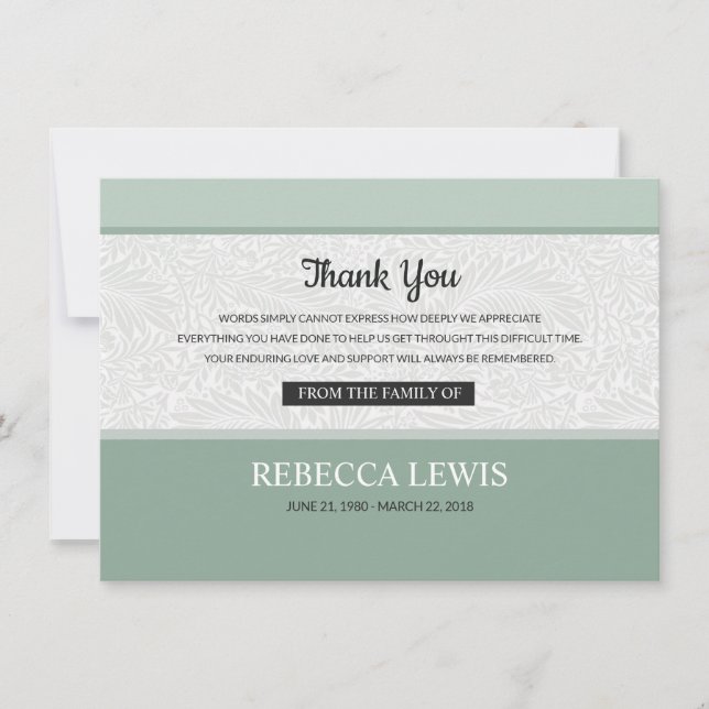 Memorial Thank You Card (Front)