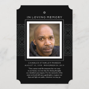 Memorial Thank You Card Black - Star of David
