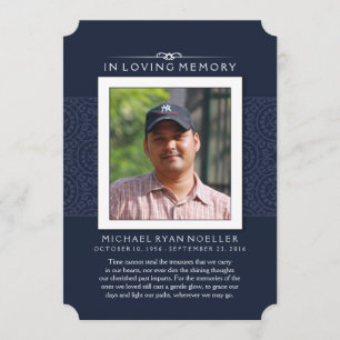 Memorial Thank You Deep Blue Photo Card