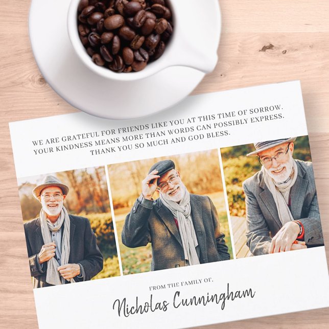 Memorial Three Custom Photo and Message Thank You Card (Creator Uploaded)