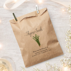 Memorial Thyme Seed Funeral Favour Bag