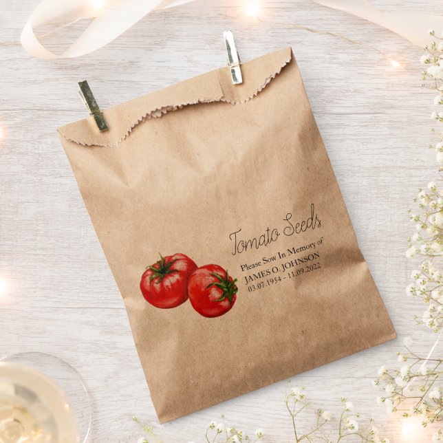 Memorial Tomato Seed Funeral Favour Bag (Clipped)
