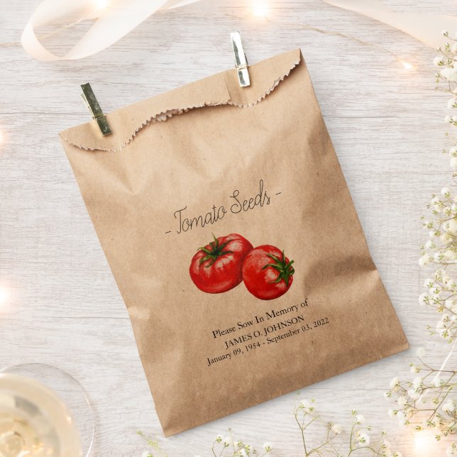 Memorial Tomato Seed Funeral Favour Bag (Clipped)