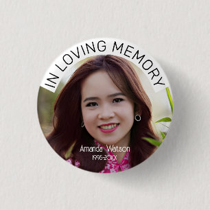 Memorial Tribute Modern In loving memory 3 Cm Round Badge